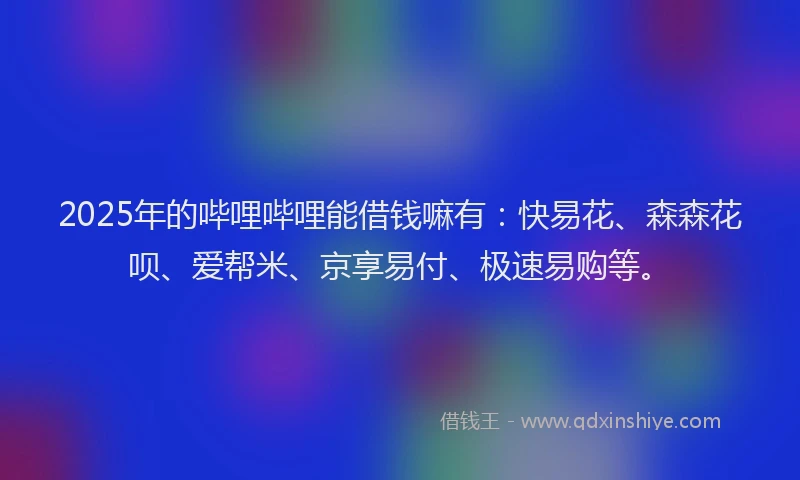 2025年的哔哩哔哩能借钱嘛有：快易花、森森花呗、爱帮米、京享易付、极速易购等。