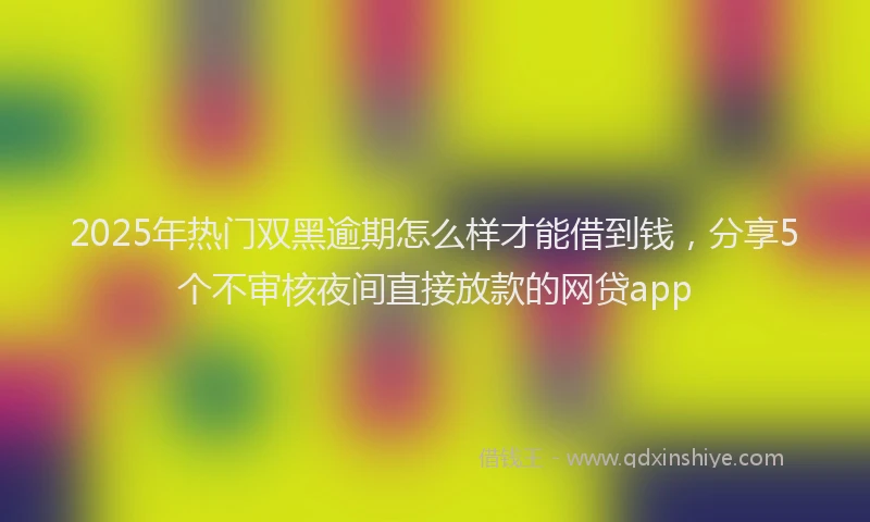 2025年热门双黑逾期怎么样才能借到钱，分享5个不审核夜间直接放款的网贷app