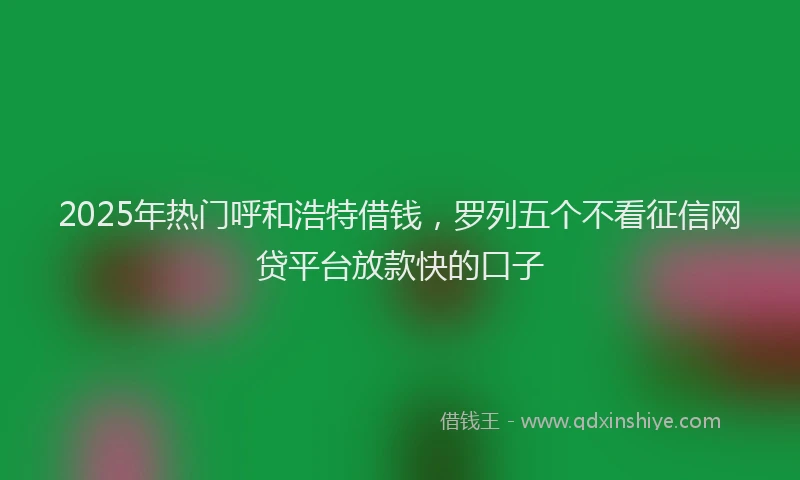 2025年热门呼和浩特借钱，罗列五个不看征信网贷平台放款快的口子