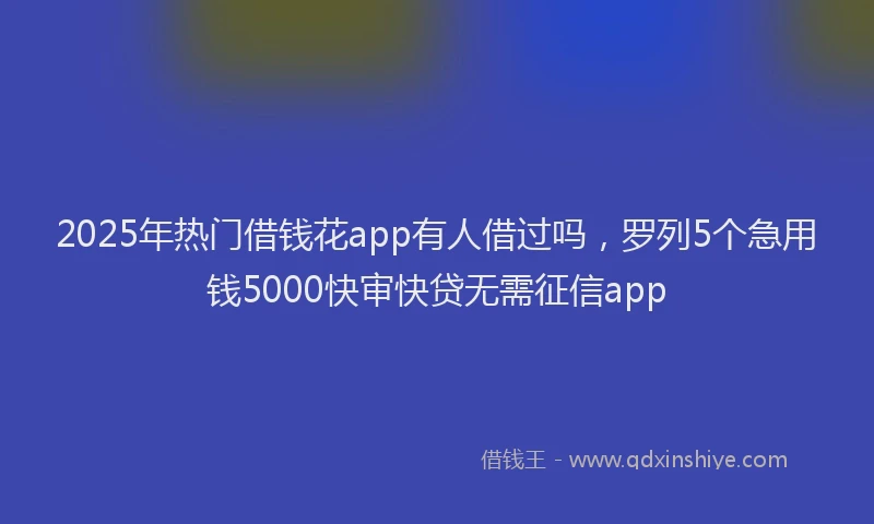 2025年热门借钱花app有人借过吗，罗列5个急用钱5000快审快贷无需征信app