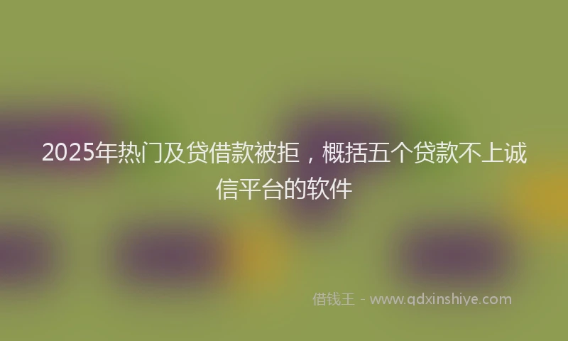 2025年热门及贷借款被拒，概括五个贷款不上诚信平台的软件