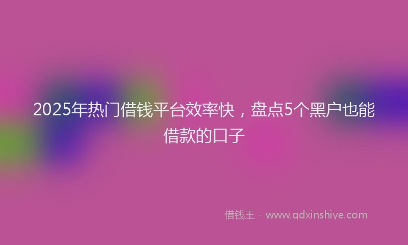 2025年热门借钱平台效率快，盘点5个黑户也能借款的口子