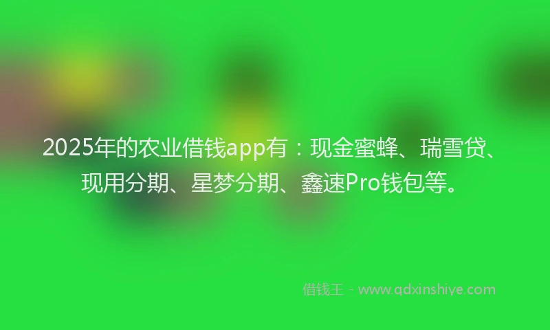 2025年的农业借钱app有：现金蜜蜂、瑞雪贷、现用分期、星梦分期、鑫速Pro钱包等。