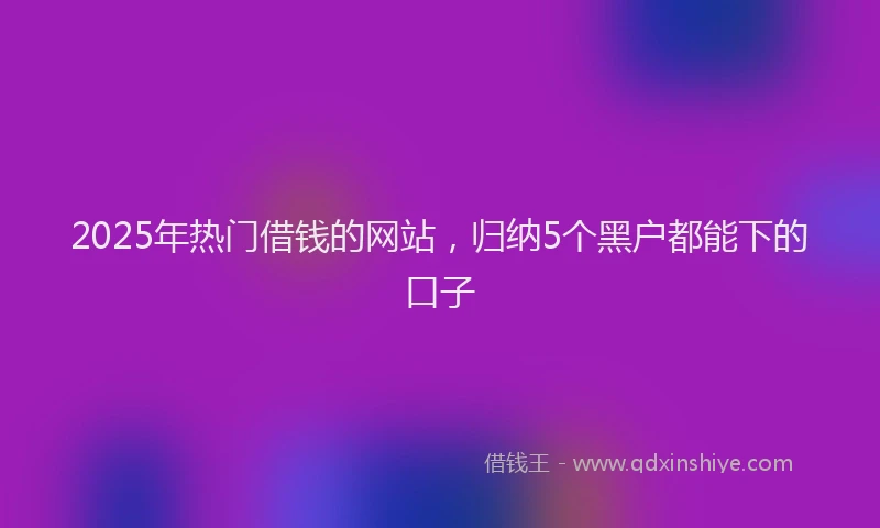 2025年热门借钱的网站，归纳5个黑户都能下的口子