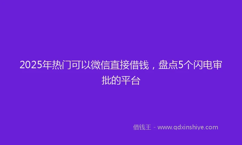 2025年热门可以微信直接借钱，盘点5个闪电审批的平台