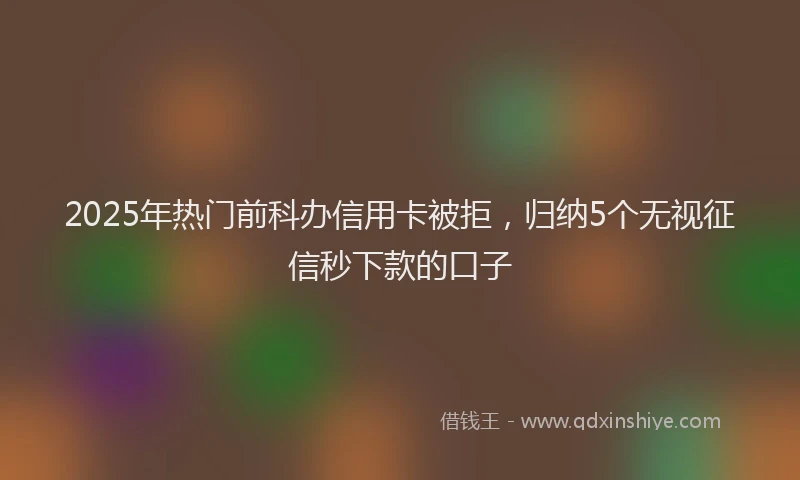 2025年热门前科办信用卡被拒，归纳5个无视征信秒下款的口子