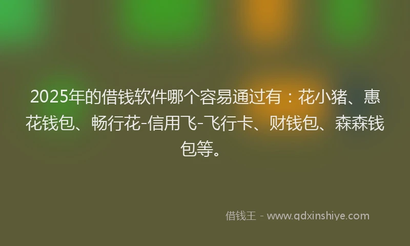 2025年的借钱软件哪个容易通过有：花小猪、惠花钱包、畅行花-信用飞-飞行卡、财钱包、森森钱包等。