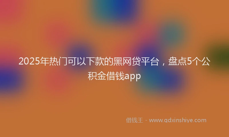 2025年热门可以下款的黑网贷平台，盘点5个公积金借钱app