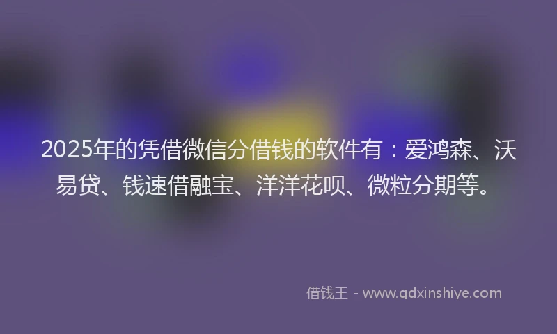 2025年的凭借微信分借钱的软件有：爱鸿森、沃易贷、钱速借融宝、洋洋花呗、微粒分期等。