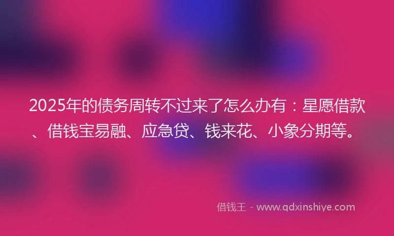 2025年的债务周转不过来了怎么办有：星愿借款、借钱宝易融、应急贷、钱来花、小象分期等。