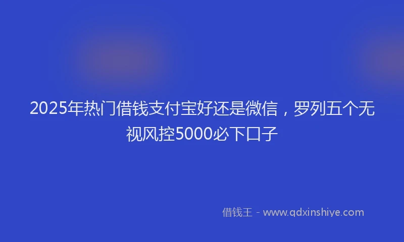 2025年热门借钱支付宝好还是微信，罗列五个无视风控5000必下口子