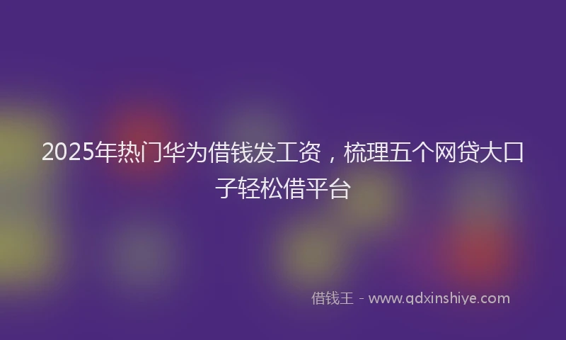 2025年热门华为借钱发工资，梳理五个网贷大口子轻松借平台