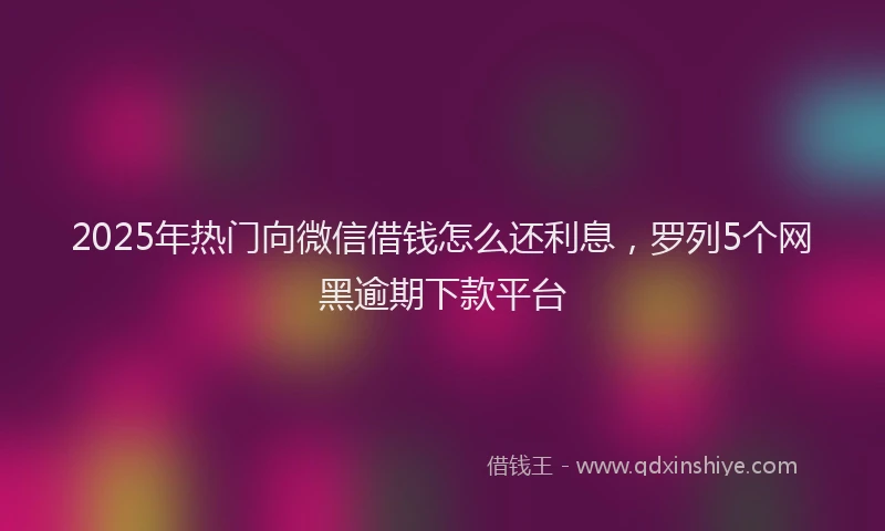 2025年热门向微信借钱怎么还利息，罗列5个网黑逾期下款平台