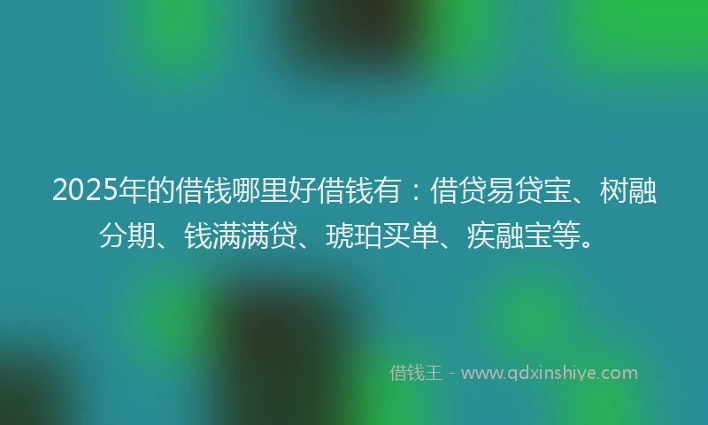 2025年的借钱哪里好借钱有：借贷易贷宝、树融分期、钱满满贷、琥珀买单、疾融宝等。