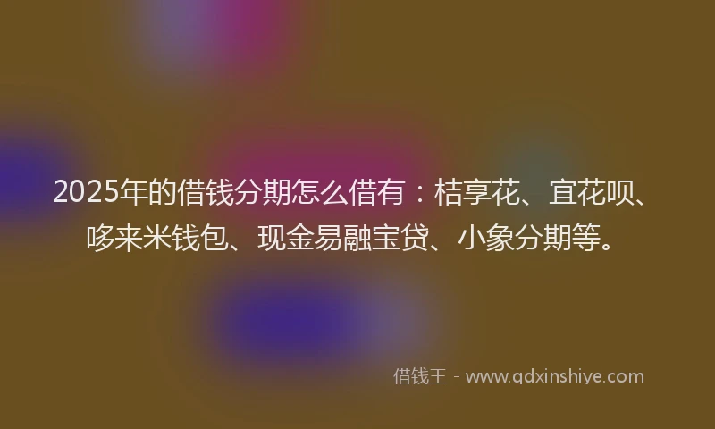 2025年的借钱分期怎么借有：桔享花、宜花呗、哆来米钱包、现金易融宝贷、小象分期等。