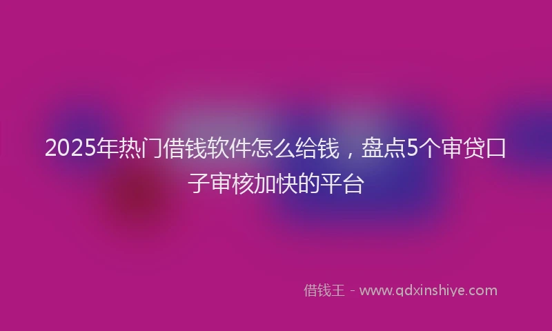 2025年热门借钱软件怎么给钱，盘点5个审贷口子审核加快的平台
