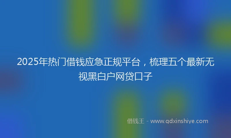 2025年热门借钱应急正规平台，梳理五个最新无视黑白户网贷口子
