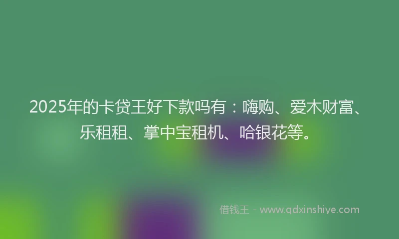 2025年的卡贷王好下款吗有：嗨购、爱木财富、乐租租、掌中宝租机、哈银花等。