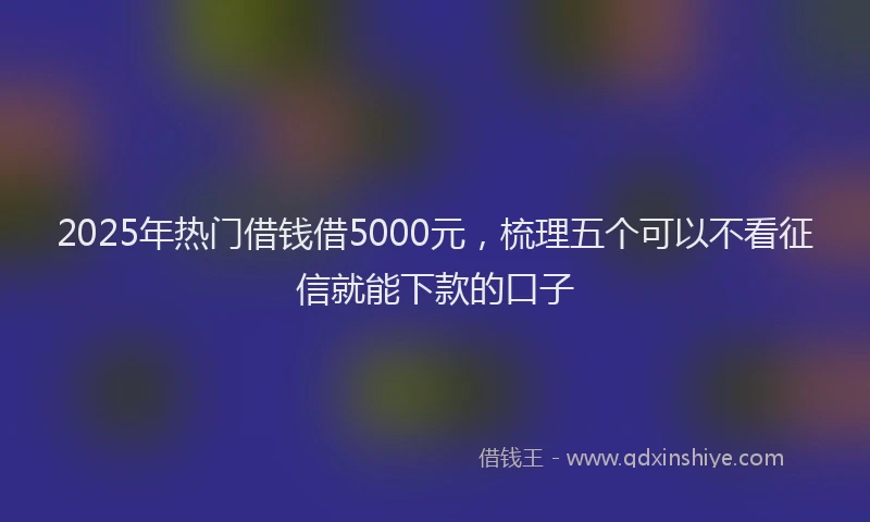 2025年热门借钱借5000元，梳理五个可以不看征信就能下款的口子