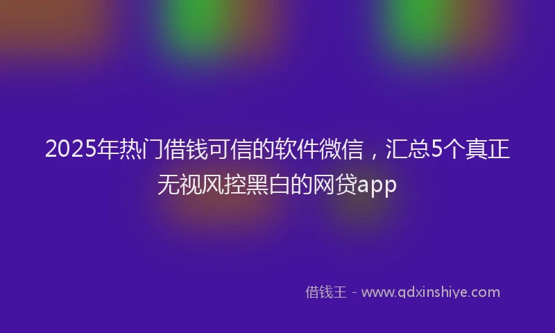 2025年热门借钱可信的软件微信，汇总5个真正无视风控黑白的网贷app