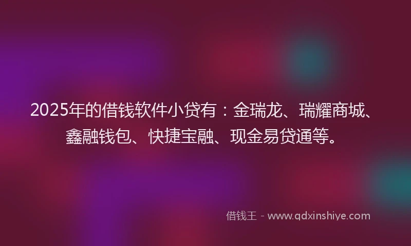 2025年的借钱软件小贷有：金瑞龙、瑞耀商城、鑫融钱包、快捷宝融、现金易贷通等。
