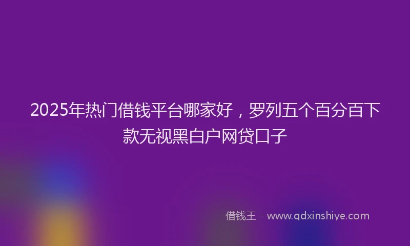 2025年热门借钱平台哪家好，罗列五个百分百下款无视黑白户网贷口子