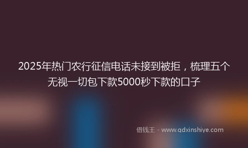 2025年热门农行征信电话未接到被拒，梳理五个无视一切包下款5000秒下款的口子