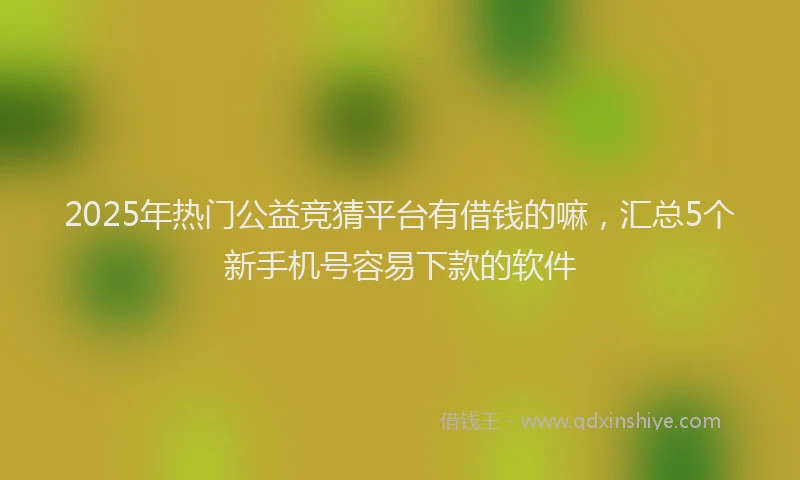 2025年热门公益竞猜平台有借钱的嘛，汇总5个新手机号容易下款的软件