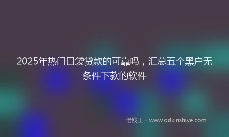 2025年热门口袋贷款的可靠吗，汇总五个黑户无条件下款的软件