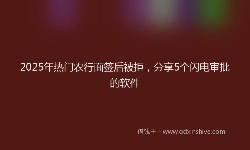 2025年热门农行面签后被拒，分享5个闪电审批的软件