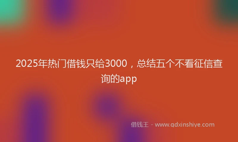 2025年热门借钱只给3000，总结五个不看征信查询的app