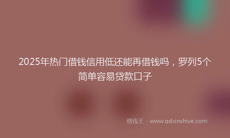2025年热门借钱信用低还能再借钱吗，罗列5个简单容易贷款口子