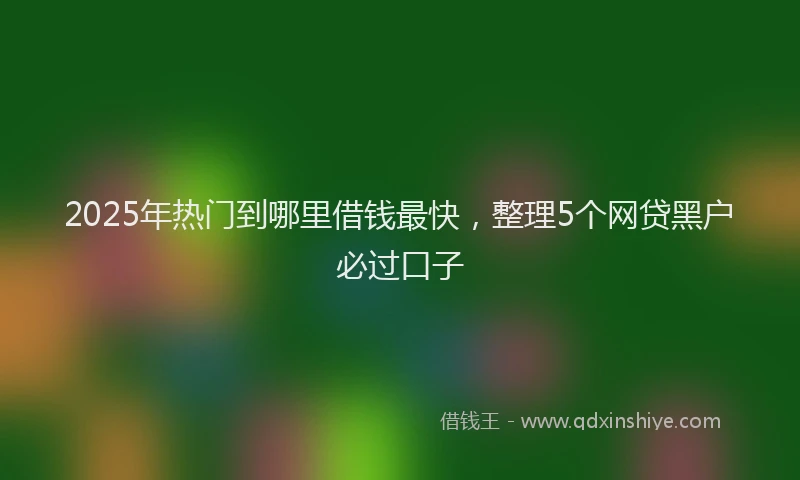 2025年热门到哪里借钱最快，整理5个网贷黑户必过口子