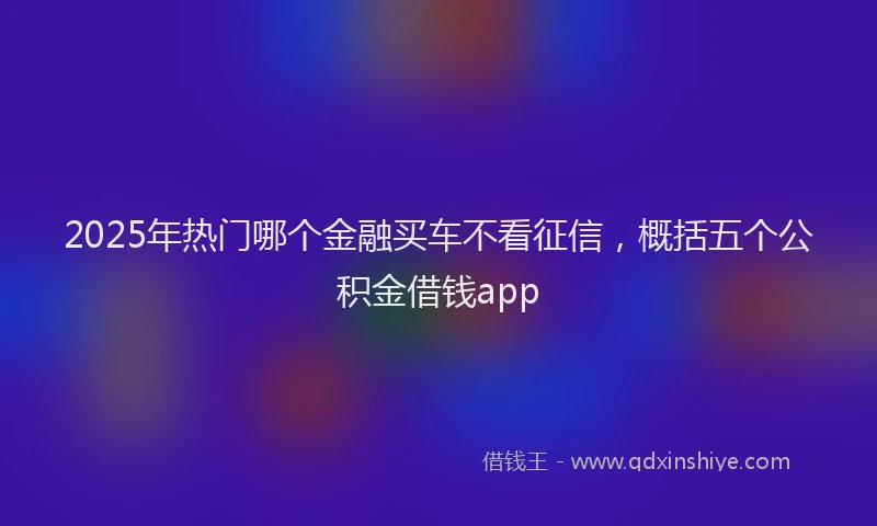 2025年热门哪个金融买车不看征信，概括五个公积金借钱app