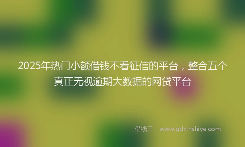 2025年热门小额借钱不看征信的平台，整合五个真正无视逾期大数据的网贷平台