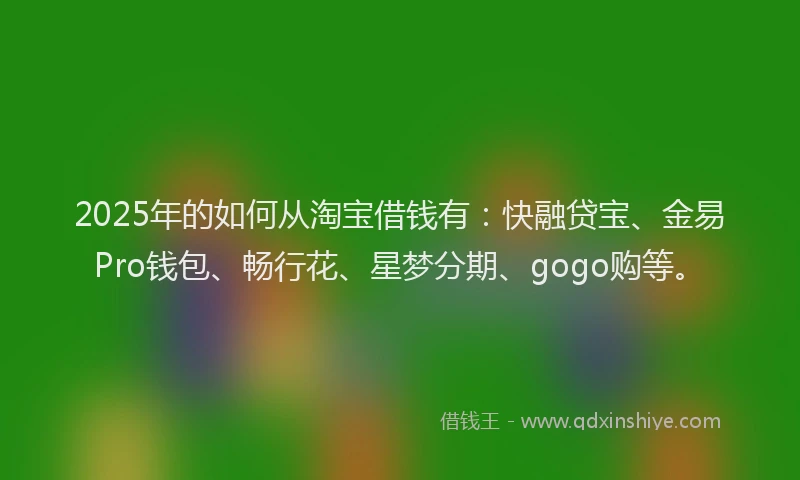 2025年的如何从淘宝借钱有：快融贷宝、金易Pro钱包、畅行花、星梦分期、gogo购等。