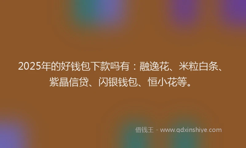 2025年的好钱包下款吗有:融逸花、米粒白条、紫晶信贷、闪银钱包、恒小花等。