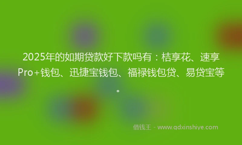 2025年的如期贷款好下款吗有：桔享花、速享Pro+钱包、迅捷宝钱包、福禄钱包贷、易贷宝等。
