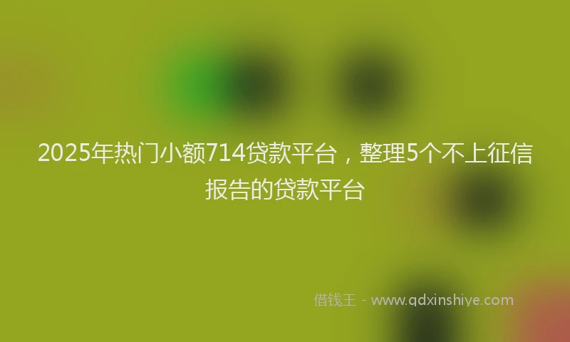 2025年热门小额714贷款平台，整理5个不上征信报告的贷款平台