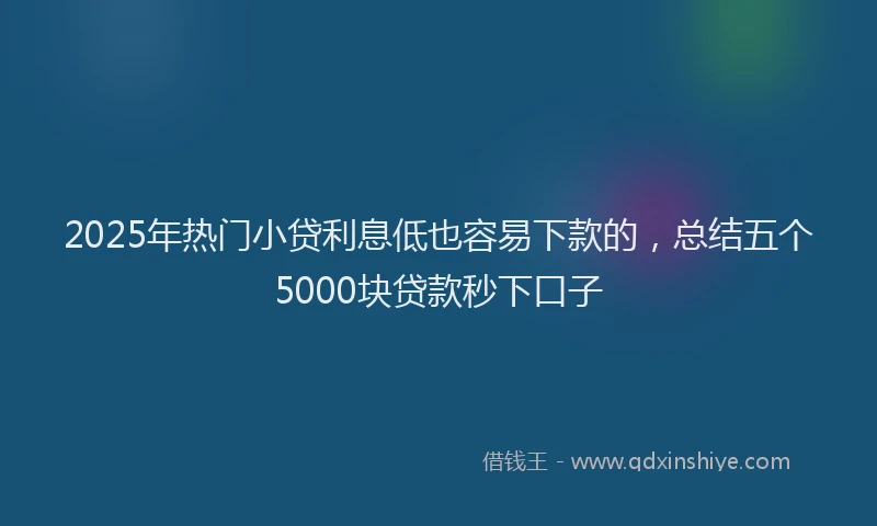 2025年热门小贷利息低也容易下款的，总结五个5000块贷款秒下口子