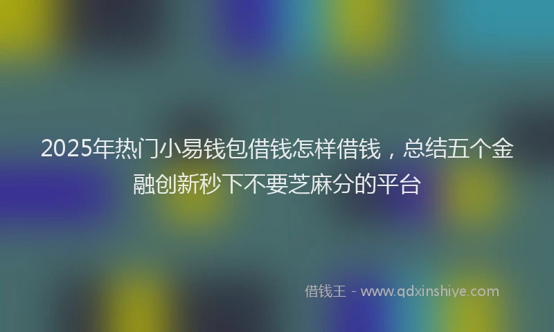 2025年热门小易钱包借钱怎样借钱，总结五个金融创新秒下不要芝麻分的平台