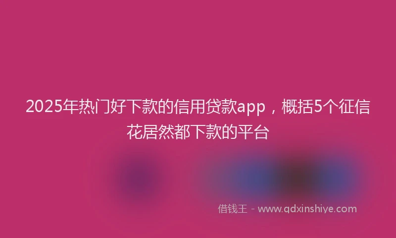 2025年热门好下款的信用贷款app，概括5个征信花居然都下款的平台