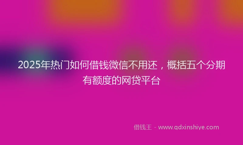 2025年热门如何借钱微信不用还，概括五个分期有额度的网贷平台