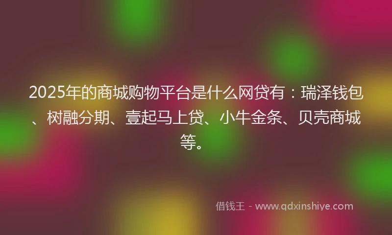 2025年的商城购物平台是什么网贷有：瑞泽钱包、树融分期、壹起马上贷、小牛金条、贝壳商城等。