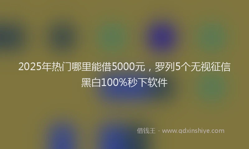 2025年热门哪里能借5000元，罗列5个无视征信黑白100%秒下软件