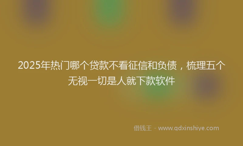 2025年热门哪个贷款不看征信和负债，梳理五个无视一切是人就下款软件
