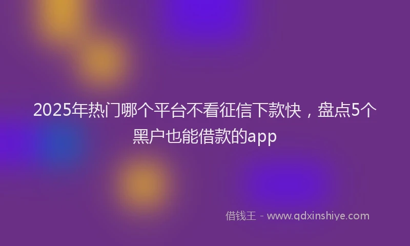 2025年热门哪个平台不看征信下款快，盘点5个黑户也能借款的app