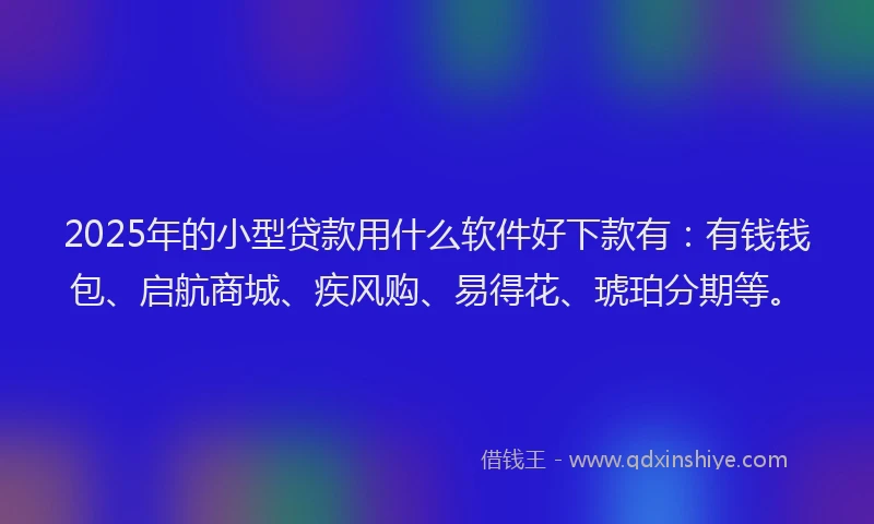 2025年的小型贷款用什么软件好下款有：有钱钱包、启航商城、疾风购、易得花、琥珀分期等。