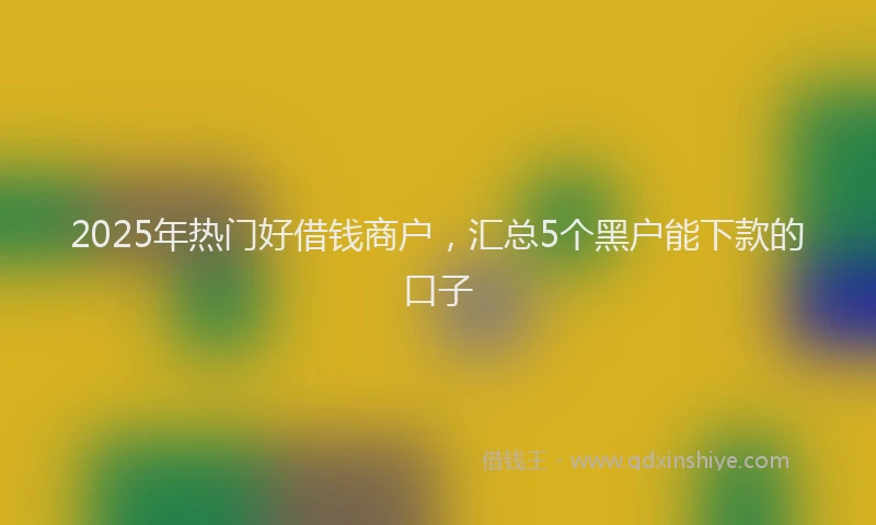 2025年热门好借钱商户，汇总5个黑户能下款的口子