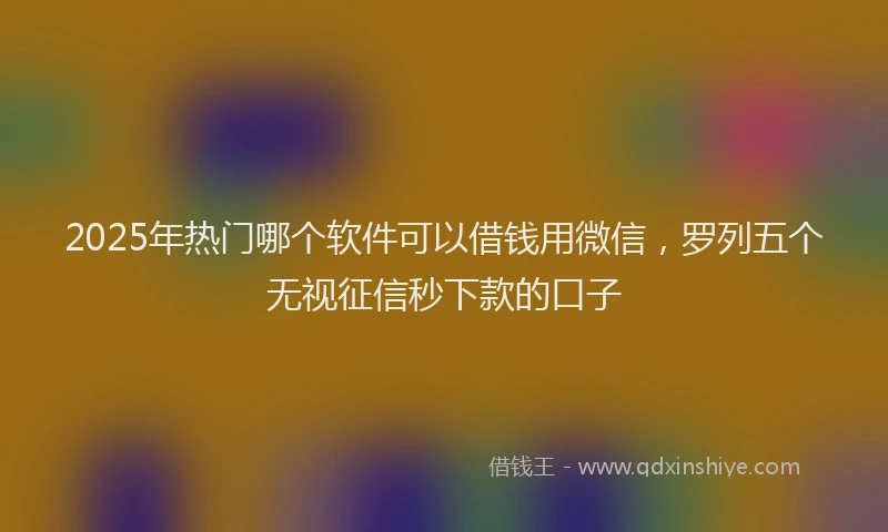 2025年热门哪个软件可以借钱用微信，罗列五个无视征信秒下款的口子